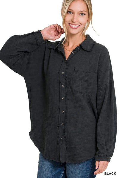 Oversized Raw Edge Shirt