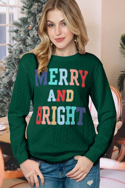 Merry Cable Knit Pullover Sweatshirt