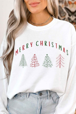 MERRY CHRISTMAS TREES GRAPHIC SWEATSHIRT